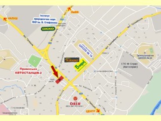 Схема рекламной плоскости по адресу Галицька - Тролейбусна     в центр