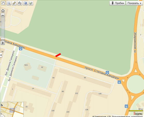 Схема рекламной плоскости по адресу Бандери (парк), А