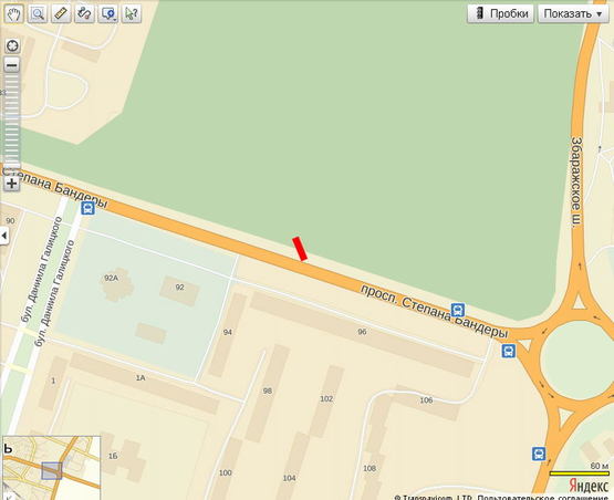 Схема рекламной плоскости по адресу Бандери (парк), В