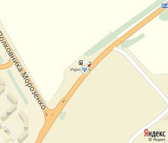 Схема рекламной плоскости по адресу 15 Апреля ул., 1 - Морозенко ул., (АЗС "Укрнафта") в центр