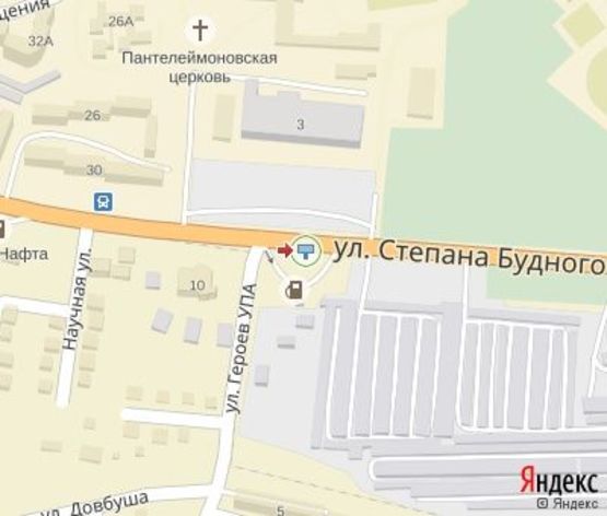 Схема рекламной плоскости по адресу Будного С. ул., 13 - Героев УПА ул., (АЗС "Укрнафта") (напротив ЖК)