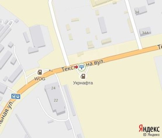 Схема рекламной плоскости по адресу Текстильная ул., 23, (АЗС "Укрнафта", "WOG")