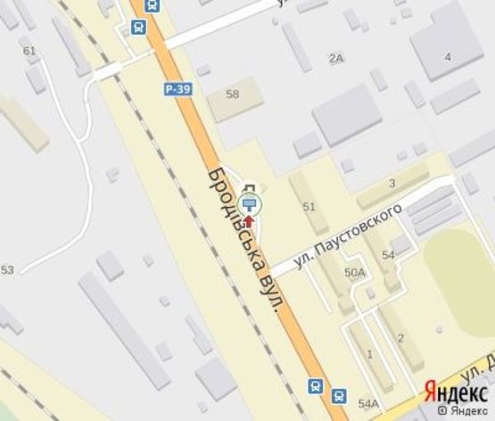 Схема рекламной плоскости по адресу Бродовская ул. - Паустовского ул., (АЗС "Укрнафта")