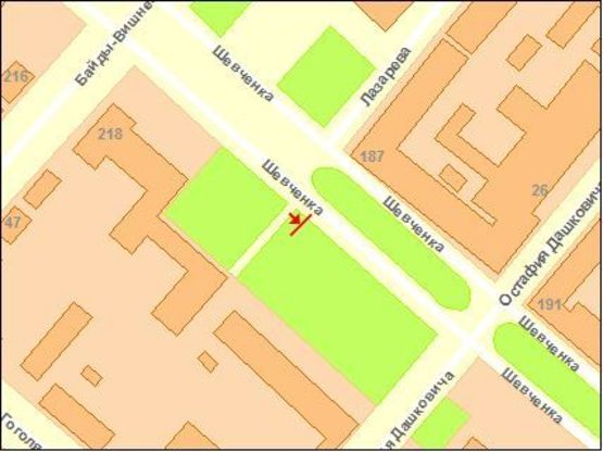 Схема рекламной плоскости по адресу Шевченко бул. 242-244 !!! Размер 1.22х1.84 м !!!