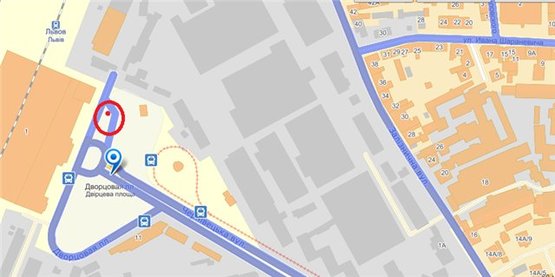 Схема рекламной плоскости по адресу пл. Двірцева, 1