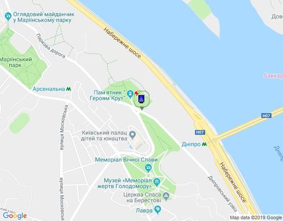 Схема рекламної площини за адресою Днепровский спуск 1