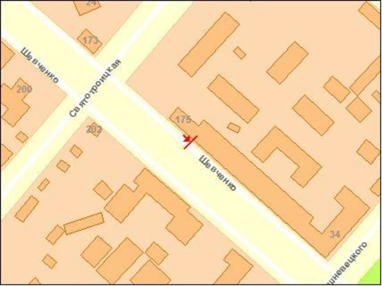 Схема рекламної площини за адресою Шевченко бул. 177 !!! Размер 1.22х1.84 м !!!