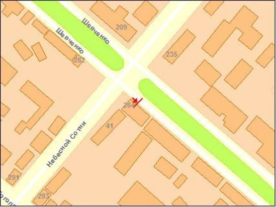 Схема рекламной плоскости по адресу Шевченко бул. 264 / Ленина ул. !!! Размер 1.22х1.84 м !!!