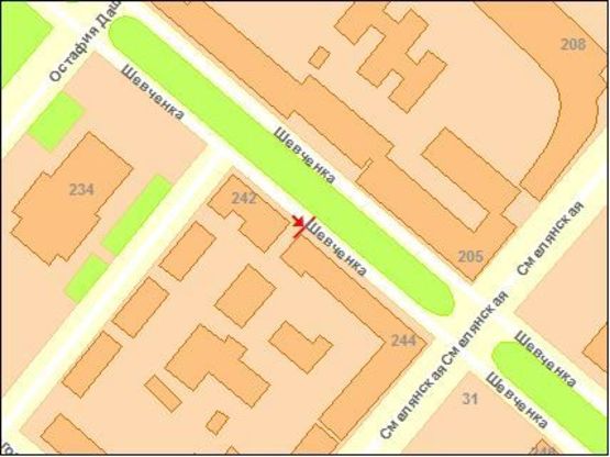 Схема рекламної площини за адресою Шевченко бул. 244 !!! Размер 1.22х1.84 м !!!