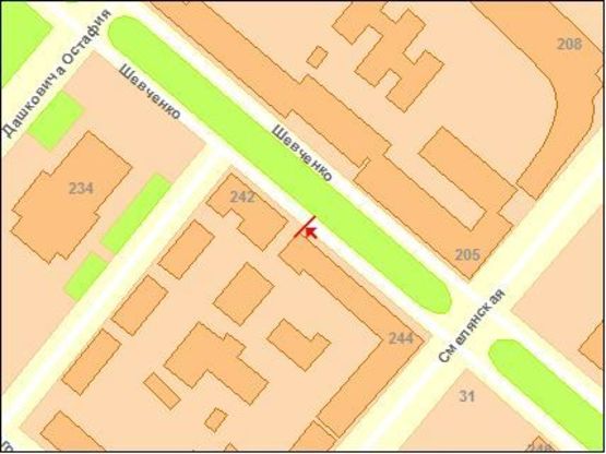 Схема рекламной плоскости по адресу Шевченко бул. 244 !!! Размер 1.22х1.84 м !!!