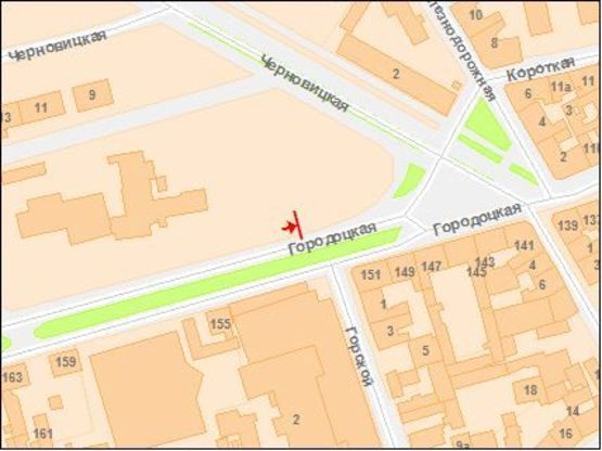 Схема рекламної площини за адресою Городоцкая ул., перед пригородным ж/д вокзалом, 1