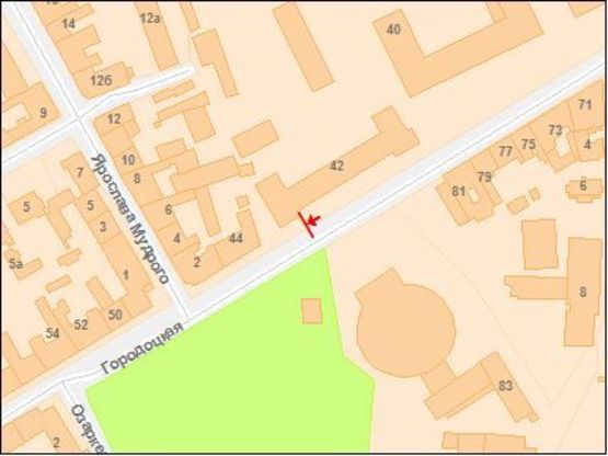 Схема рекламної площини за адресою Городоцкая ул., 42 (напротив левого угла д. 79)