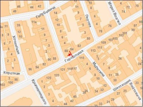 Схема рекламної площини за адресою Городоцкая ул., 86 (в зоне перекр. с ул. Головатского)