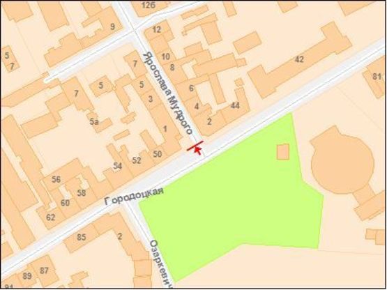 Схема рекламної площини за адресою Городоцкая ул., в зоне перекр. с Я. Мудрого ул.