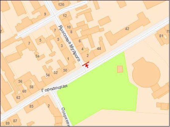 Схема рекламної площини за адресою Мудрого Я., 2 (в зоне перекрестка с ул. Городоцкой).