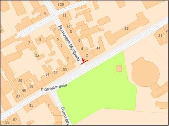 Схема рекламної площини за адресою Мудрого Я., 2 (в зоне перекрестка с ул. Городоцкой).