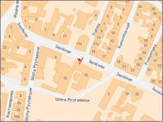 Схема рекламной плоскости по адресу Зеленая ул. 12, в зоне перекрестка с ул. С.Палия и ул. Конопнитской