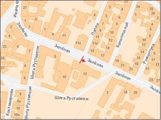 Схема рекламної площини за адресою Зеленая ул. 12, в зоне перекрестка с ул. С.Палия и ул. Конопнитской