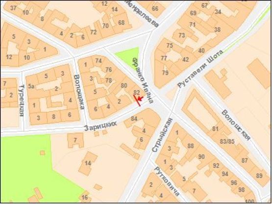 Схема рекламної площини за адресою Заритских ул., в зоне перекрестка с ул. И. Франка, 82