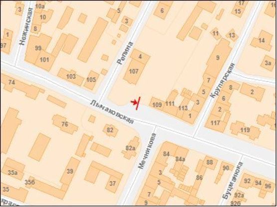 Схема рекламної площини за адресою Мечникова ул. / Лычаковская ул.