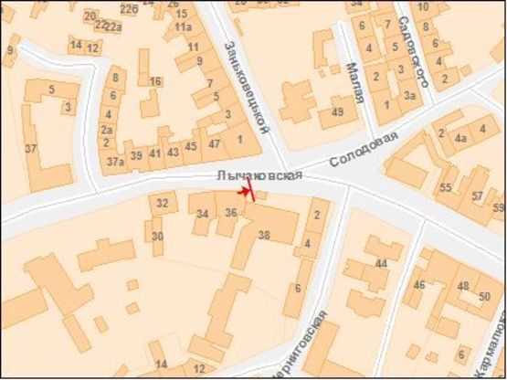 Схема рекламної площини за адресою Лычаковская ул., 36