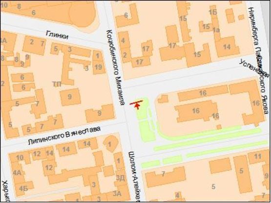 Схема рекламної площини за адресою Коцюбинского ул. - Успенская пл., въезд на мост Центральный