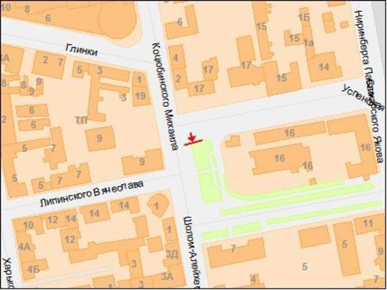 Схема рекламной плоскости по адресу Коцюбинского ул. - Успенская пл., съезд с мост Центральный