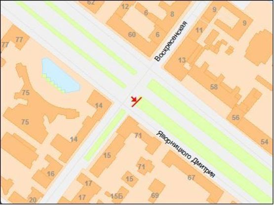 Схема рекламной плоскости по адресу Яворницкого пр. - Воскресенская ул.