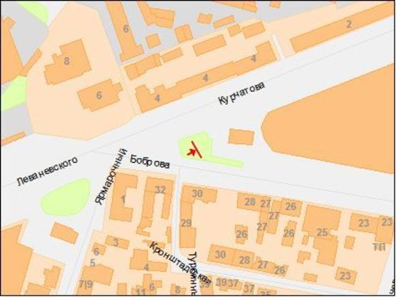 Схема рекламной плоскости по адресу Курчатова ул., 4 - Боброва ул.