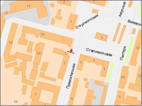 Схема рекламної площини за адресою Старомостовая пл. - Привокзальная ул.