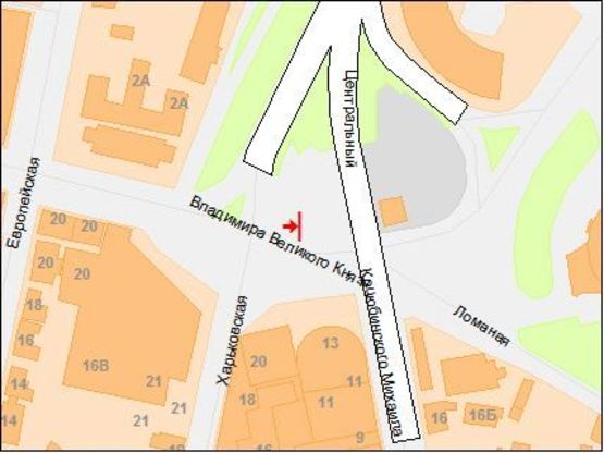 Схема рекламной плоскости по адресу Владимира Великого ул., Центральный мост