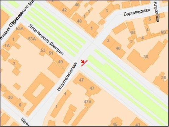 Схема рекламної площини за адресою Яворницкого пр. - Катеринославский бул.