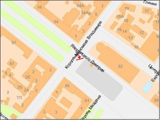 Схема рекламной плоскости по адресу Яворницкого пр. - Мономаха ул.