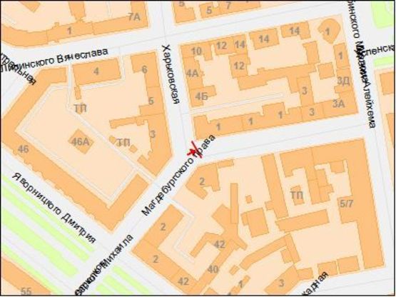 Схема рекламної площини за адресою Харьковская ул. - Магдебургского права ул.