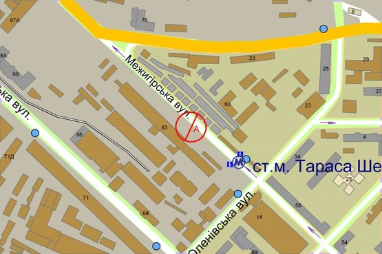 Схема рекламной плоскости по адресу Межигірська, 83 ( М "Тараса Шевченка")