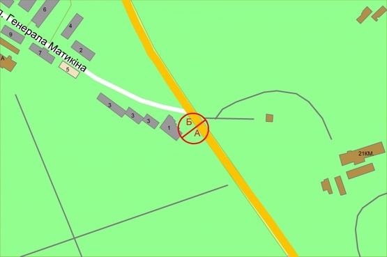 Схема рекламной плоскости по адресу Столичне шосе (Конча Заспа)/ Генерала Матикіна (Супермаркет "Велика Кишеня") в напрямку в Київ