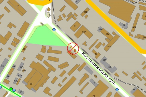 Схема рекламної площини за адресою Костянтинівська, 75