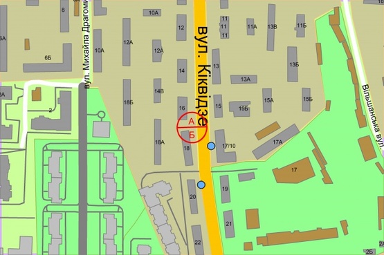 Схема рекламной плоскости по адресу вул. Михайла Бойчука (Кіквідзе), 18