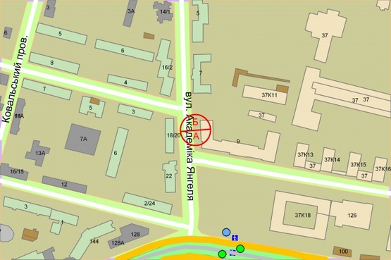 Схема рекламної площини за адресою вул. Академіка Янгеля , 18/20 навпроти