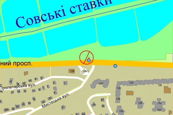 Схема рекламной плоскости по адресу Валерія Лобановського (Краснозвездный) проспект, світлофор (зуп."Мистецька")