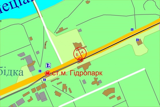 Схема рекламной плоскости по адресу Броварський проспект, М"Гідропарк", рух до центру міста