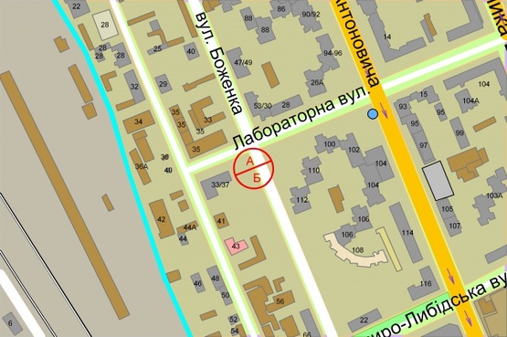 Схема рекламной плоскости по адресу Малевича Казимира (Боженка), 48 / Лабораторна