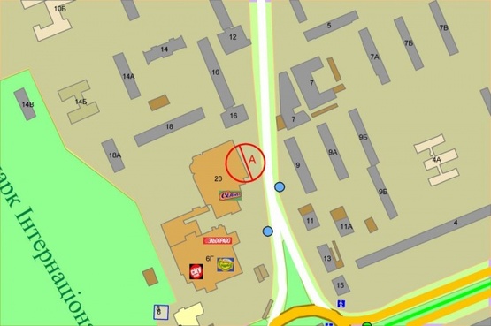 Схема рекламної площини за адресою Гната Юры, 20, ТЦ"Квадрат" (№2) Винил 4х8