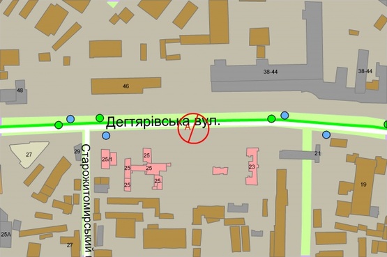 Схема рекламной плоскости по адресу Дегтярівська, 23