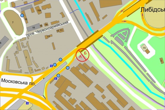 Схема рекламной плоскости по адресу Дружби Народів бульвар / Миколи Грінченка