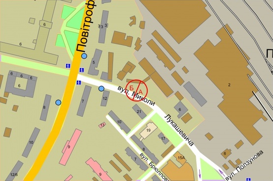 Схема рекламной плоскости по адресу Івана Огієнка, 2 (Лукашевича)  рух до Повітрофлотського проспекту