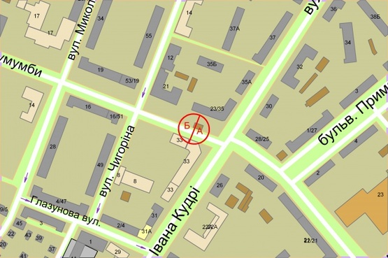Схема рекламної площини за адресою Іоанна Павла ІІ (Патріса Лумумби), 35/23 / Івана Кудрі