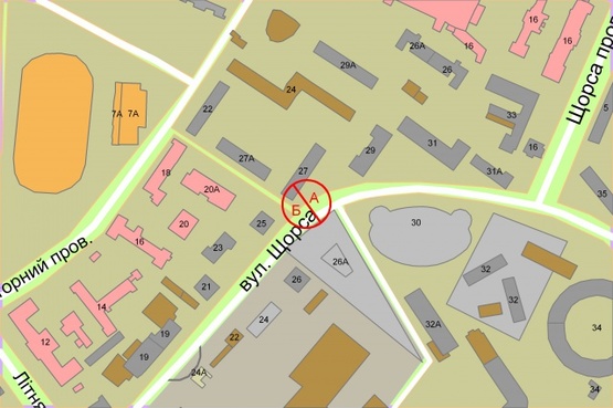 Схема рекламної площини за адресою Коновальця Євгена (Щорса), 27 на світлофорі навпроти супермаркету "Сільпо"