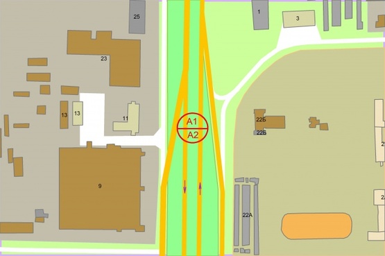 Схема рекламної площини за адресою Богатирська, 11/ Озерна вул. (на розподілювачі) рух до Киева