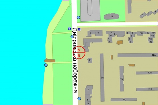 Схема рекламної площини за адресою Дніпровська набережна, 3А (рух до мосту Патона)